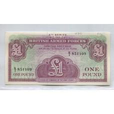 INGLATERRA 1 LIBRA PARA USO DE LAS FUERZAS ARMADAS 4° SERIE BILLETE SIN CIRCULAR, UNC